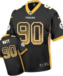 Nike Steelers #90 T. J. Watt Black Team Color Men's Stitched NFL Elite Drift Fashion Jersey