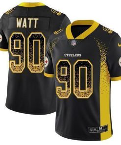 Nike Steelers #90 T. J. Watt Black Team Color Men's Stitched NFL Limited Rush Drift Fashion Jersey