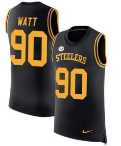 Nike Steelers #90 T. J. Watt Black Team Color Men's Stitched NFL Limited Rush Tank Top Jersey