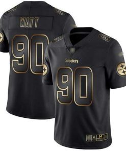 Nike Steelers #90 T. J. Watt Black/Gold Men's Stitched NFL Vapor Untouchable Limited Jersey