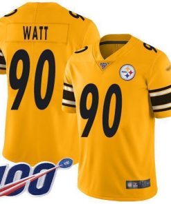 Nike Steelers #90 T. J. Watt Gold Men's Stitched NFL Limited Inverted Legend 100th Season Jersey