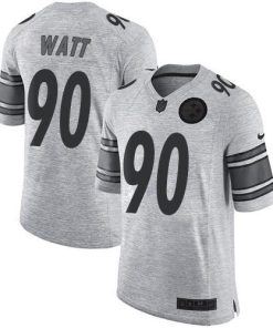 Nike Steelers #90 T. J. Watt Gray Men's Stitched NFL Limited Gridiron Gray II Jersey