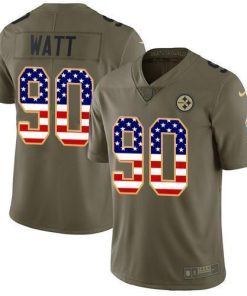 Nike Steelers #90 T. J. Watt Olive/USA Flag Men's Stitched NFL Limited 2017 Salute To Service Jersey
