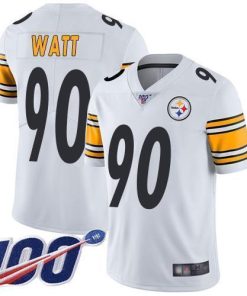 Nike Steelers #90 T. J. Watt White Men's Stitched NFL 100th Season Vapor Limited Jersey