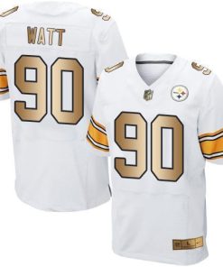 Nike Steelers #90 T. J. Watt White Men's Stitched NFL Elite Gold Jersey