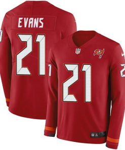 Nike Tampa Bay Buccaneers #21 Justin Evans Red Team Color Men's Stitched NFL Limited Therma Long Sleeve Jersey Men's