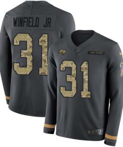 Nike Tampa Bay Buccaneers #31 Antoine Winfield Jr. Anthracite Salute to Service Men's Stitched NFL Limited Therma Long Sleeve Jersey Men's