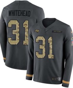 Nike Tampa Bay Buccaneers #31 Jordan Whitehead Anthracite Salute to Service Men's Stitched NFL Limited Therma Long Sleeve Jersey Men's