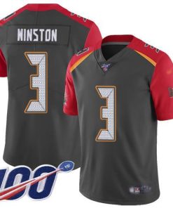 Nike Tampa Bay Buccaneers #3 Jameis Winston Gray Men's Stitched NFL Limited Inverted Legend 100th Season Jersey Men's