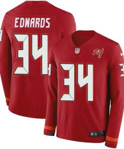 Nike Tampa Bay Buccaneers #34 Mike Edwards Red Team Color Men's Stitched NFL Limited Therma Long Sleeve Jersey Men's