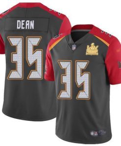 Nike Tampa Bay Buccaneers #35 Jamel Dean Gray Men's Super Bowl LV Champions Patch Stitched NFL Limited Inverted Legend Jersey Men's