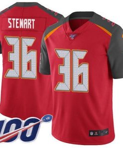Nike Tampa Bay Buccaneers #36 M.J. Stewart Red Team Color Men's Stitched NFL 100th Season Vapor Untouchable Limited Jersey Men's