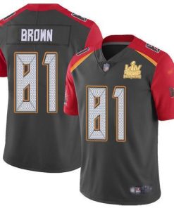 Nike Tampa Bay Buccaneers #81 Antonio Brown Gray Men's Super Bowl LV Champions Patch Stitched NFL Limited Inverted Legend Jersey Men's