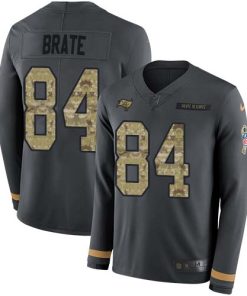 Nike Tampa Bay Buccaneers #84 Cameron Brate Anthracite Salute to Service Men's Stitched NFL Limited Therma Long Sleeve Jersey Men's