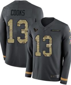 Nike Texans #13 Brandin Cooks Anthracite Salute To Service Men's Stitched NFL Limited Therma Long Sleeve Jersey