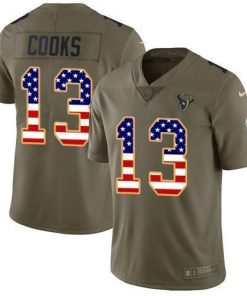 Nike Texans #13 Brandin Cooks Olive/USA Flag Men's Stitched NFL Limited 2017 Salute To Service Jersey