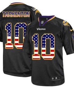Nike Vikings #10 Fran Tarkenton Black Men's Stitched NFL Elite USA Flag Fashion Jersey