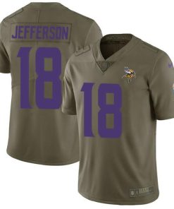 Nike Vikings #18 Justin Jefferson Olive Men's Stitched NFL Limited 2017 Salute To Service Jersey
