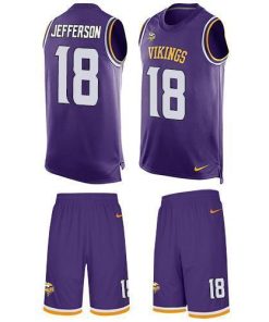 Nike Vikings #18 Justin Jefferson Purple Team Color Men's Stitched NFL Limited Tank Top Suit Jersey