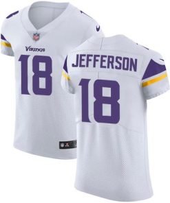Nike Vikings #18 Justin Jefferson White Men's Stitched NFL New Elite Jersey