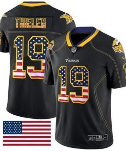 Nike Vikings #19 Adam Thielen Black Men's Stitched NFL Limited Rush USA Flag Jersey