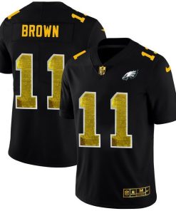 Philadelphia Eagles #11 A.J. Brown Men's Black Nike Golden Sequin Vapor Limited NFL Jersey