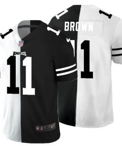 Philadelphia Eagles #11 A.J. Brown Men's Black V White Peace Split Nike Vapor Untouchable Limited NFL Jersey