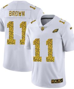 Philadelphia Eagles #11 A.J. Brown Men's Nike Flocked Leopard Print Vapor Limited NFL Jersey White
