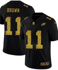 Philadelphia Eagles #11 A.J. Brown Men's Nike Leopard Print Fashion Vapor Limited NFL Jersey Black