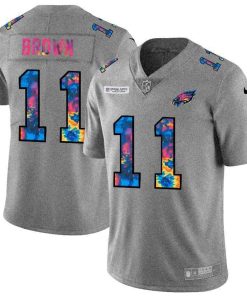 Philadelphia Eagles #11 A.J. Brown Men's Nike Multi-Color 2020 NFL Crucial Catch NFL Jersey Greyheather