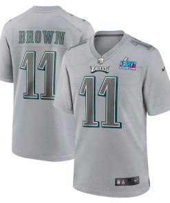 Philadelphia Eagles #11 A.J. Brown Nike Men's Super Bowl LVII Patch Atmosphere Fashion Game Jersey - Gray