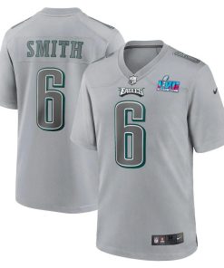 Philadelphia Eagles #6 DeVonta Smith Nike Men's Super Bowl LVII Patch Atmosphere Fashion Game Jersey - Gray