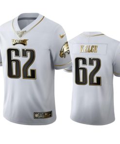 Philadelphia Eagles #62 Jason Kelce Men's Nike White Golden Edition Vapor Limited NFL 100 Jersey