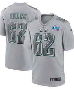 Philadelphia Eagles #62 Jason Kelce Nike Men's Super Bowl LVII Patch Atmosphere Fashion Game Jersey - Gray