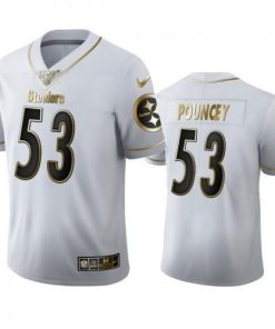 Pittsburgh Pittsburgh Steelers #53 Maurkice Pouncey Men's Nike White Golden Edition Vapor Limited NFL 100 Jersey Men's