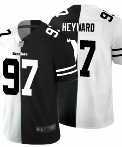 Pittsburgh Pittsburgh Steelers #97 Cameron Heyward Men's Black V White Peace Split Nike Vapor Untouchable Limited NFL Jersey Men's
