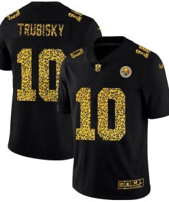 Pittsburgh Steelers #10 Mitchell Trubisky Men's Nike Leopard Print Fashion Vapor Limited NFL Jersey Black