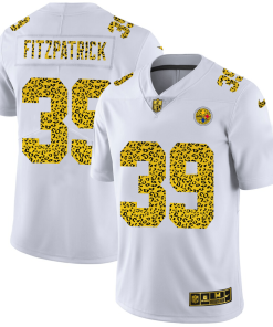 Pittsburgh Steelers #39 Minkah Fitzpatrick Men's Nike Flocked Leopard Print Vapor Limited NFL Jersey White