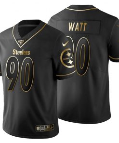Pittsburgh Steelers #90 T.J. Watt Men's Nike Black Golden Limited NFL 100 Jersey
