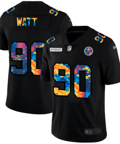 Pittsburgh Steelers #90 T.J. Watt Men's Nike Multi-Color Black 2020 NFL Crucial Catch Vapor Untouchable Limited Jersey