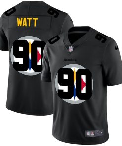 Pittsburgh Steelers #90 T.J. Watt Men's Nike Team Logo Dual Overlap Limited NFL Jersey Black