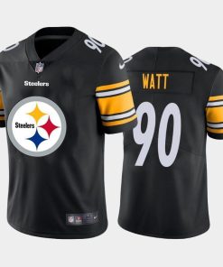 Pittsburgh Steelers #90 T.J. Watt Black Men's Nike Big Team Logo Vapor Limited NFL Jersey