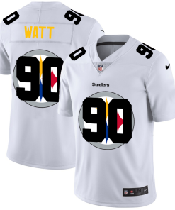 Pittsburgh Steelers #90 T.J. Watt White Men's Nike Team Logo Dual Overlap Limited NFL Jersey