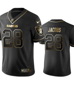 Raiders #28 Josh Jacobs Men's Stitched NFL Vapor Untouchable Limited Black Golden Jersey