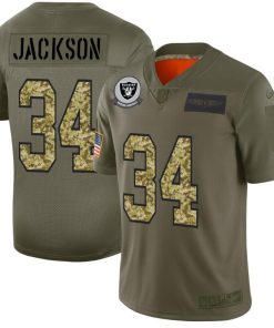 Raiders #34 Bo Jackson Men's Nike 2019 Olive Camo Salute To Service Limited NFL Jersey