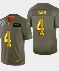 Raiders #4 Derek Carr Men's Nike Olive Gold 2019 Salute To Service Limited NFL 100 Jersey
