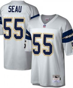 San Diego Los Angeles Chargers #55 Junior Seau Mitchell & Ness NFL 100 Retired Player Platinum Jersey Men's