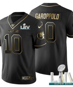San Francisco 49ers #10 Jimmy Garoppolo Men's Nike Black Golden Super Bowl LIV 2020 Limited NFL 100 Jersey