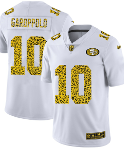 San Francisco 49ers #10 Jimmy Garoppolo Men's Nike Flocked Leopard Print Vapor Limited NFL Jersey White