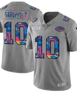 San Francisco 49ers #10 Jimmy Garoppolo Men's Nike Multi-Color 2020 NFL Crucial Catch NFL Jersey Greyheather